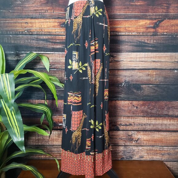 Notations Vintage Maxi Skirt PL Beaded Fringe Safari Bohemian - Picture 5 of 10